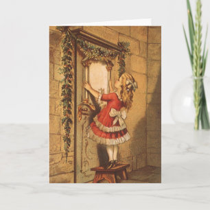 Vintage Chica victoriano de Navidad colgando un ja