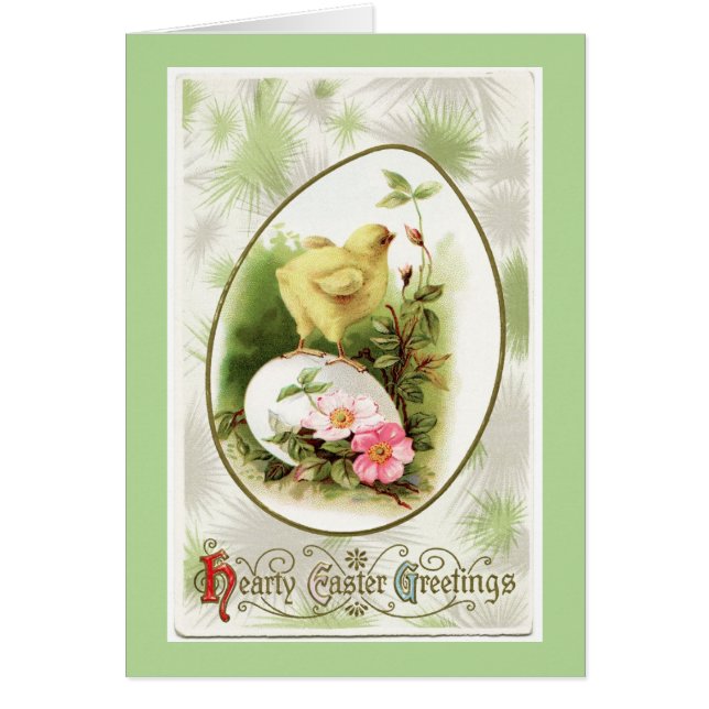 Vintage Chick On Egg Easter Card (Frente)
