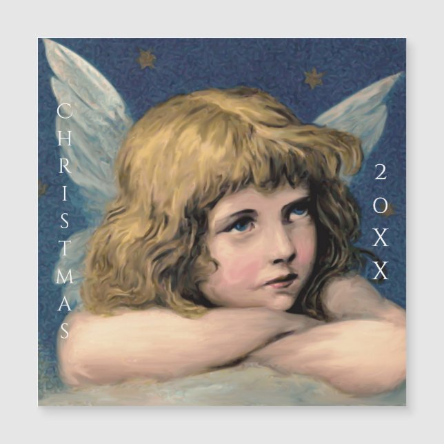 Vintage Christmas Angel Child White Wings Indigo (Anverso)