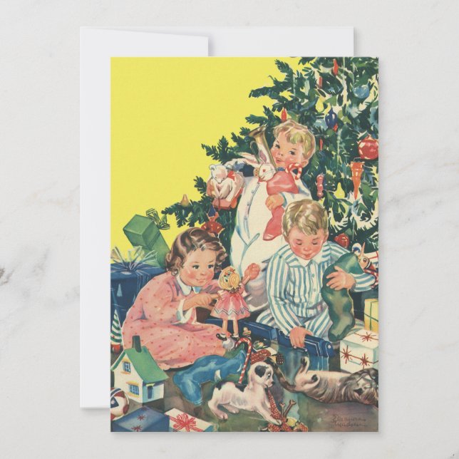Vintage Christmas, Children with Gifts Invitación (Anverso)