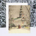 Vintage Christmas, Church Snowscape Invitación<br><div class="desc">Haga clic en el botón "personalizar" para acceder a las herramientas de diseño para cambiar el color de fondo y agregar su propio texto personalizado! ¡Hay muchos estilos de fuente para elegir! Ilustracion de época Navidades victorianos celebran el diseño religioso con una iglesia en un paisaje invernal con árboles. Hay...</div>