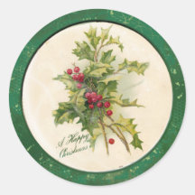 Vintage Christmas Classic Round Pegatina