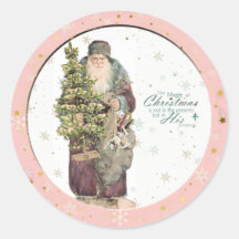 Vintage Christmas Classic Round Pegatina