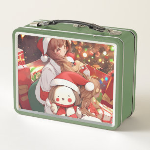 Vintage Christmas Cookie Tin, Xmas Lunch Box