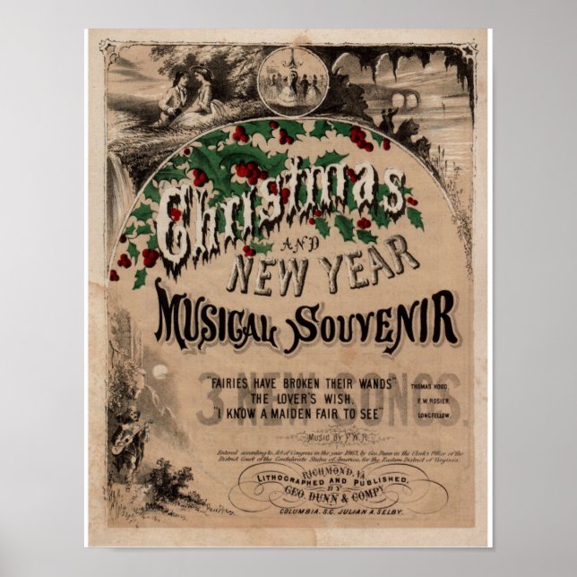 Vintage Christmas Decoración musical poster (Frente)