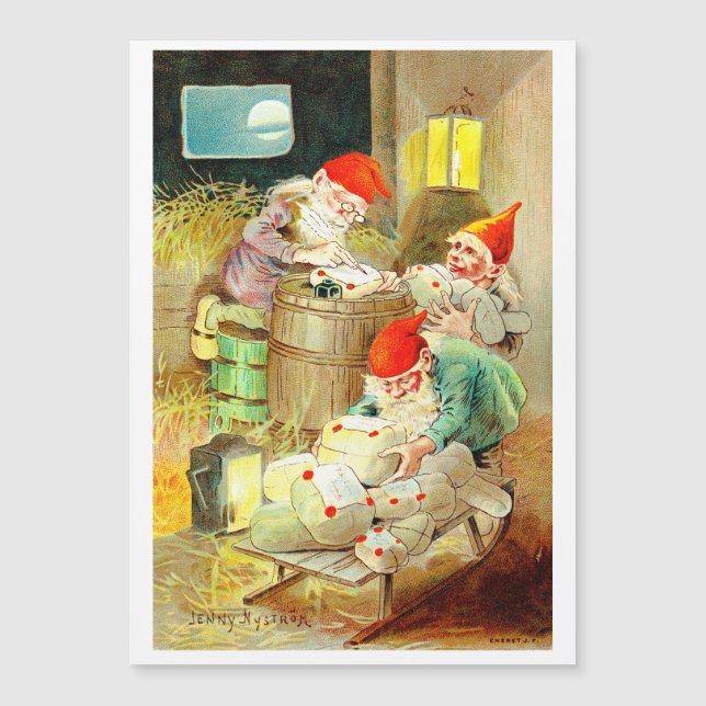 Vintage Christmas Elves Holiday Card (Anverso)