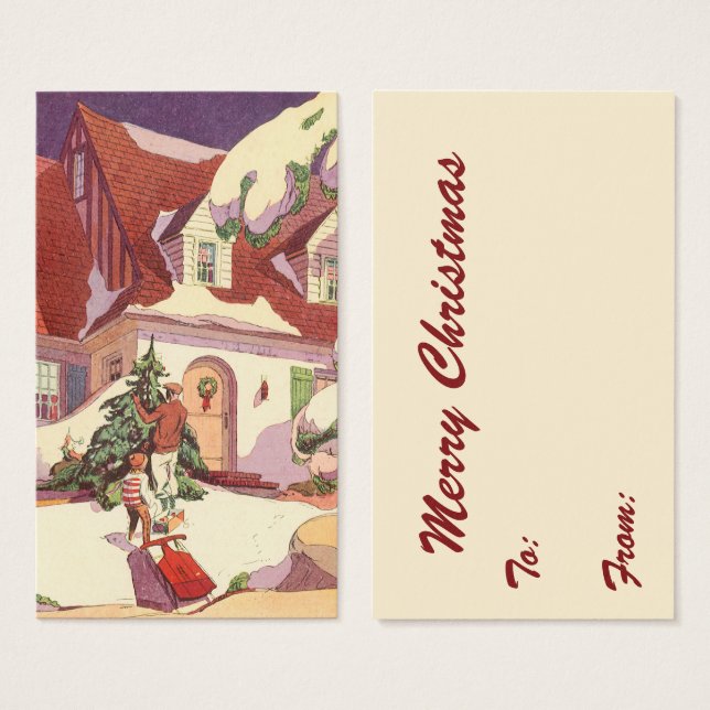 Vintage Christmas, Family House in the Snow (Anverso y reverso)