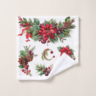 Vintage Christmas Floral and Berry Watercolor Clip