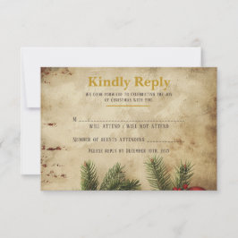 Vintage Christmas Gold RSVP Card | Elegant