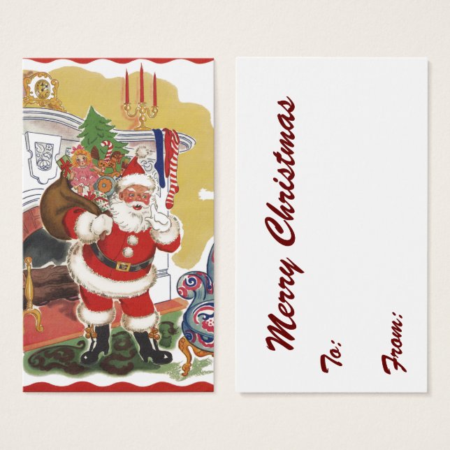 Vintage Christmas, Jolly Santa Claus con presentes (Anverso y reverso)