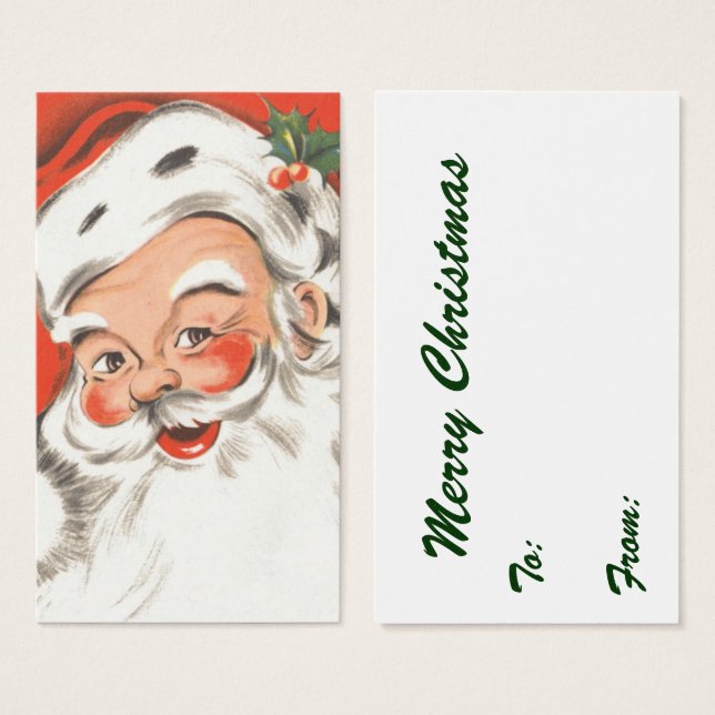 Vintage Christmas, Jolly Santa Claus con sonrisa (Anverso y reverso)