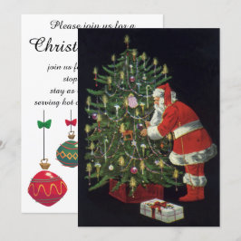 Vintage Christmas, Jolly Santa Claus Invitación