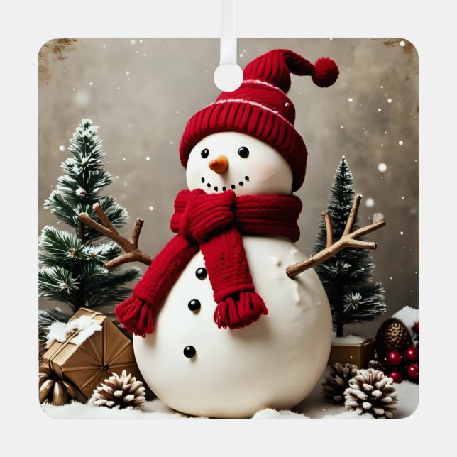 Vintage Christmas - Metalizado adorno cuadrado (Anverso)