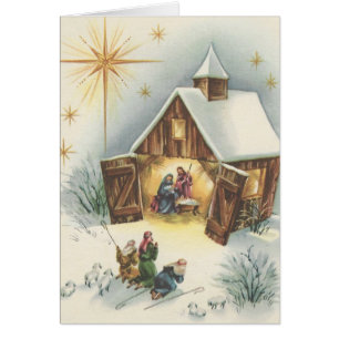 Vintage Christmas Nativity Card