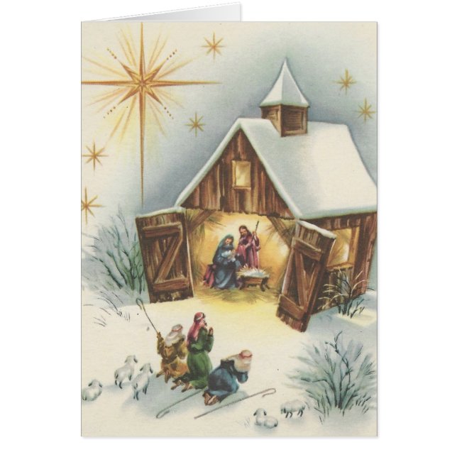 Vintage Christmas Nativity Card (Frente)
