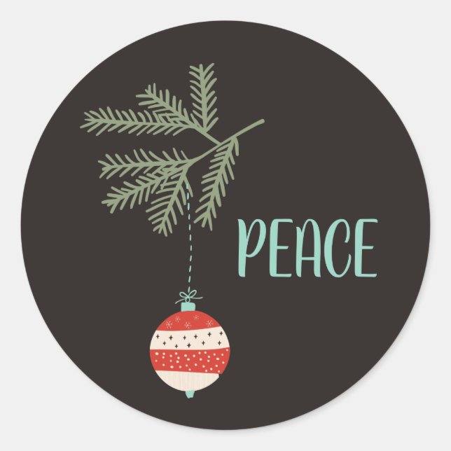 Vintage Christmas Ornament Black Sellos para sobre (Anverso)