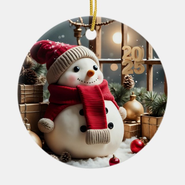 Vintage Christmas - Ornamento de Círculo cerámico (Frente)