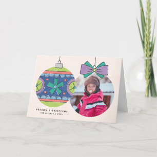 Vintage Christmas Ornameting Card - Green