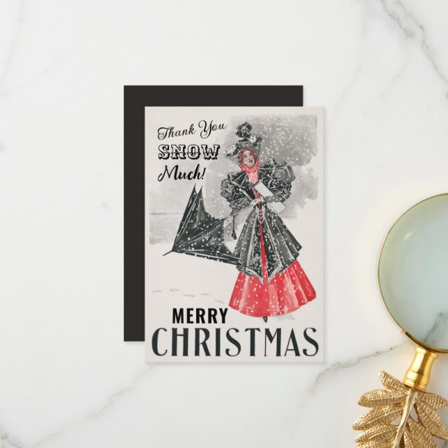 Vintage Christmas Personalizado Gracias Tarjeta Fl (Anverso/Reverso In Situ)