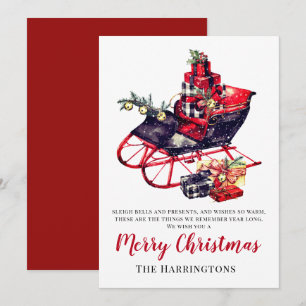 Vintage Christmas Red Sleigh Victorian Saludo