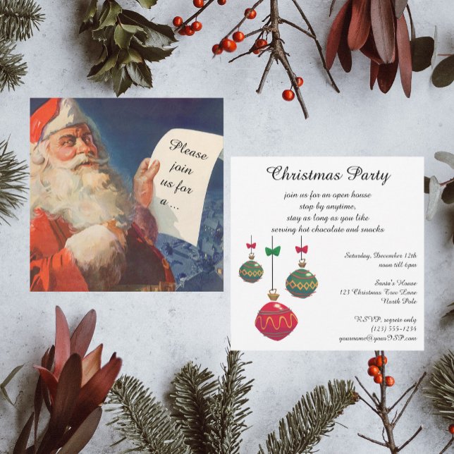 Vintage Christmas, Retro Santa Claus Invitación (Subido por el creador)