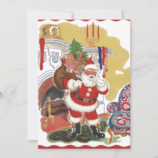 Vintage Christmas, Retro Santa Claus Invitación (Anverso)