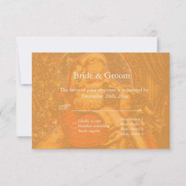 Vintage Christmas Santa Claus boda RSVP (Anverso)