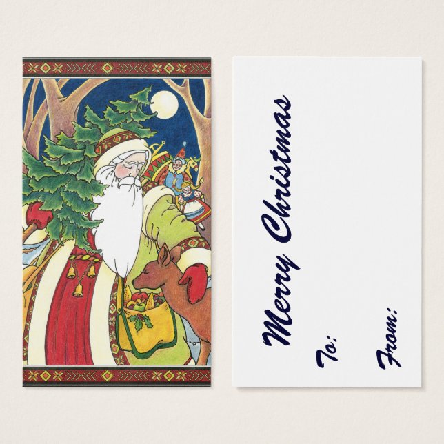 Vintage Christmas, Santa Claus Deer en la selva (Anverso y reverso)