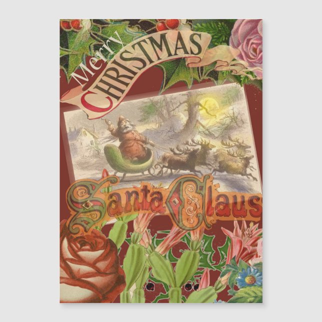 Vintage Christmas Santa Claus Sleigh (Anverso)