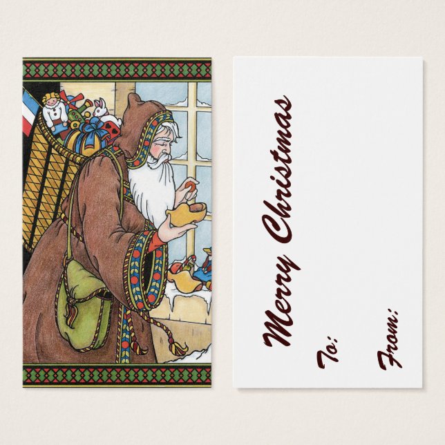 Vintage Christmas, Santa Claus Toys Clogs Shoes (Anverso y reverso)