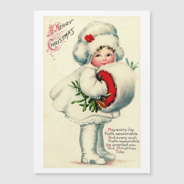 Vintage Christmas Snow Child Holiday Card (Anverso)