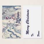 Vintage Christmas, Snowscape con Winter Village<br><div class="desc">Ilustracion Vintage Victorian Era Feliz Navidad navideña diseño de temporada de invierno con un pueblo nevado. Un río helado recorre el bosque,  los árboles están cubiertos de nieve y el hielo y las montañas están a lo lejos. ¡Felices fiestas y saludos de temporada!</div>