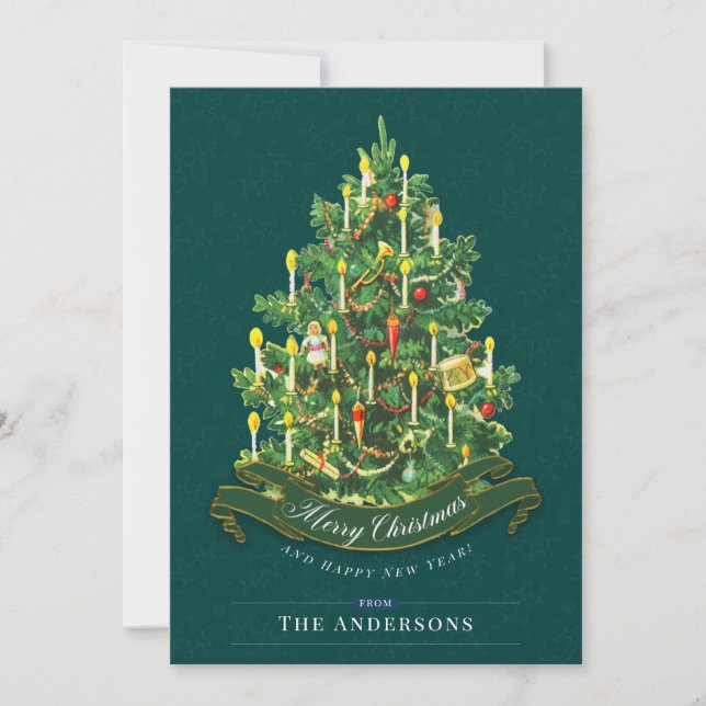 Vintage Christmas Tree Classic Green Personalizado (Anverso)
