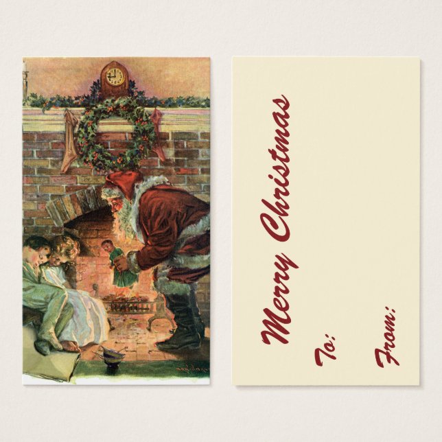 Vintage Christmas, victoriano Santa Claus Children (Anverso y reverso)