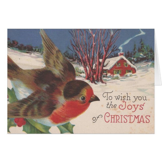 Vintage Christmas Winter Bird (Anverso (Horizontal))
