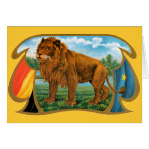 Vintage Cigar Label Art, African Lion in Savannah
