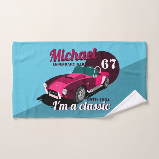 Vintage clásico antiguo coche legendario nombre de (Toalla de mano)