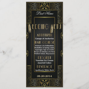 Vintage Classic Gatsby Style Boda Menu
