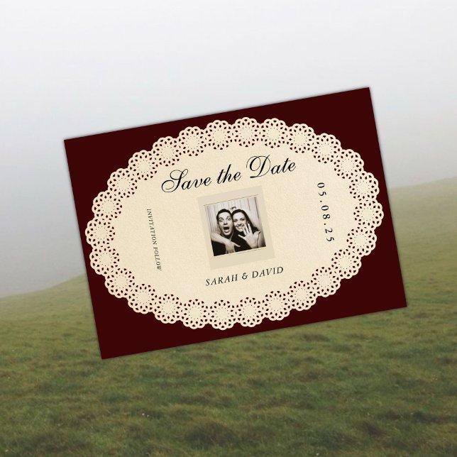 Vintage Classic Paper Lace Save the Date (Subido por el creador)