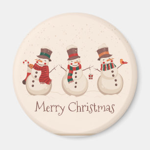 Vintage Classic Snowmen Navidades   Imán