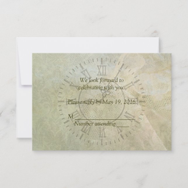 Vintage Clock Wedding RSVP (Anverso)