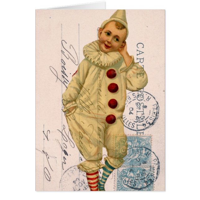 Vintage Clown Postcard Digital Art (Frente)