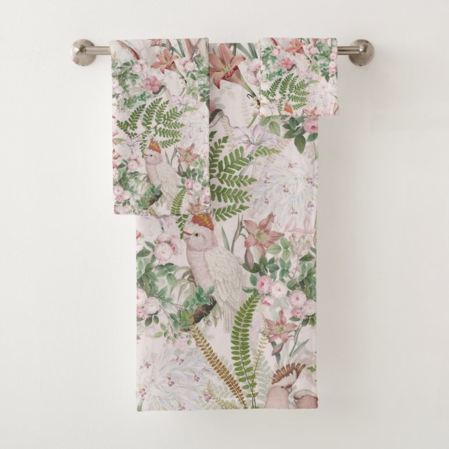 Vintage Cockatoo Jungle Pattern Rubor (In situ)