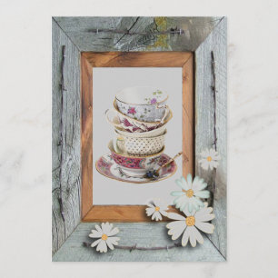 Vintage Country Bridal Shower Tea Party Invitación