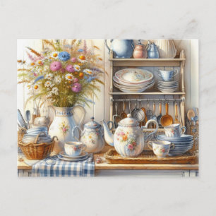 Vintage Country Farmhouse Platos con Postales de T