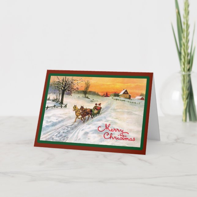 Vintage Country Sleigh Ride - Una tarjeta (Anverso)