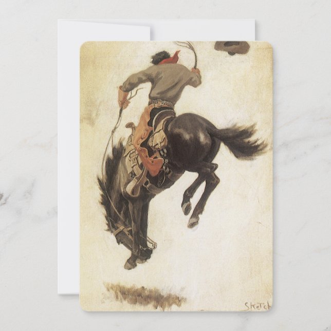 Vintage Cowboy, Bronco Buster Study by NC Wyeth (Anverso)