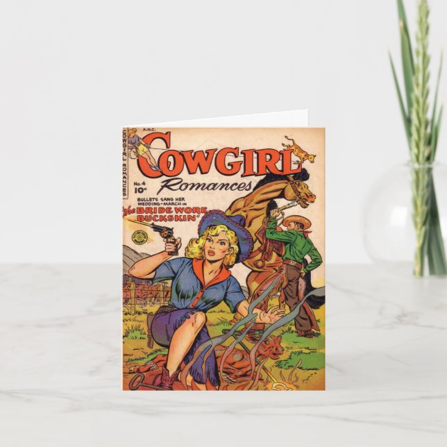 Vintage Cowgirl Romances Comic Book Note Card (Anverso)