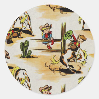 Vintage Cowgirl Round Pegatina