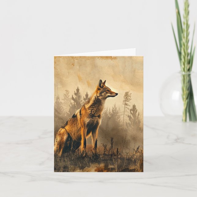 Vintage Coyote Autumn Landscape Blank (Anverso)